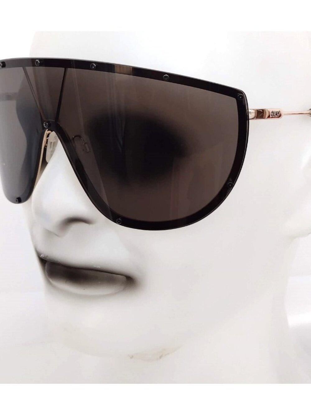 Quay On Set Black and Gold Shield Sunglasses